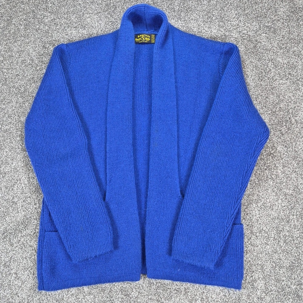 American South Side Alpaca Wool Sweater‎ Womens XL Blue Cardigan Open Front